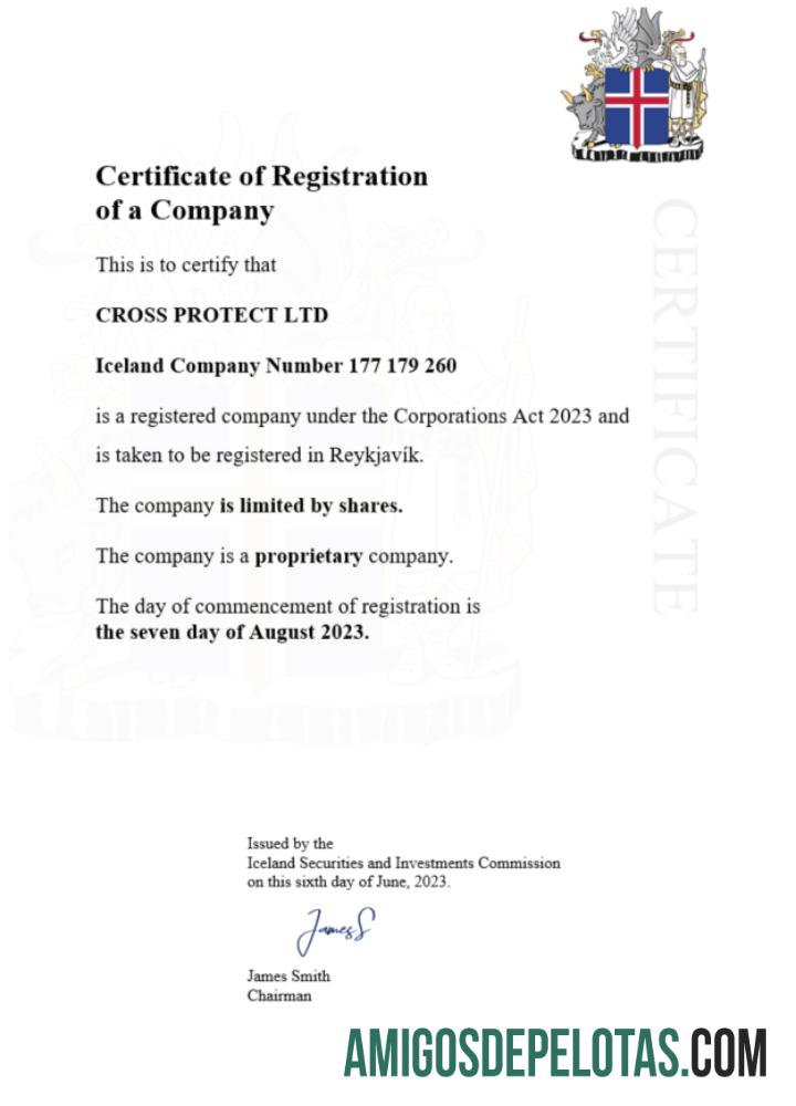 Modelo realista de certificado de registro da Islândia em Word e PDF